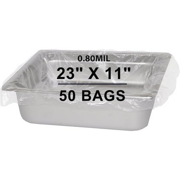 23X11 inches Poly Pan Liners 0.8 Mil Half Pan Shallow PTL